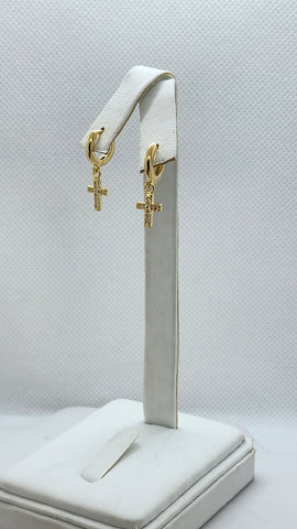 Brand New Brazilian 18k Gold Filled Cross Earrings