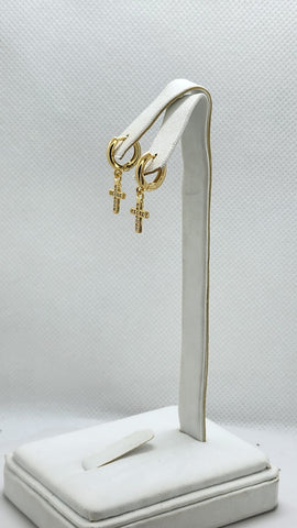 Brand New Brazilian 18k Gold Filled Cross Earrings