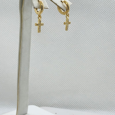 Brand New Brazilian 18k Gold Filled Cross Earrings