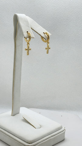 Brand New Brazilian 18k Gold Filled Cross Earrings