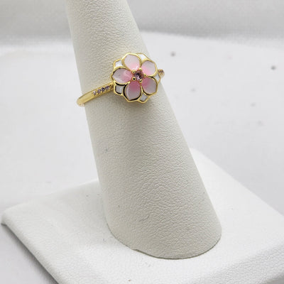 Brand New Sterling Silver 925 Magnolia Bloom Pink Ring