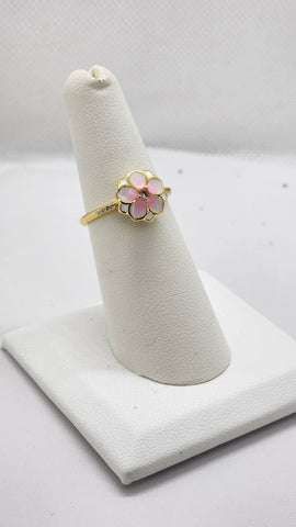 Brand New Sterling Silver 925 Magnolia Bloom Pink Ring