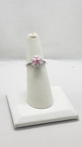 Brand New Sterling Silver 925 Magnolia Bloom Pink Ring