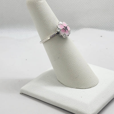 Brand New Sterling Silver 925 Magnolia Bloom Pink Ring