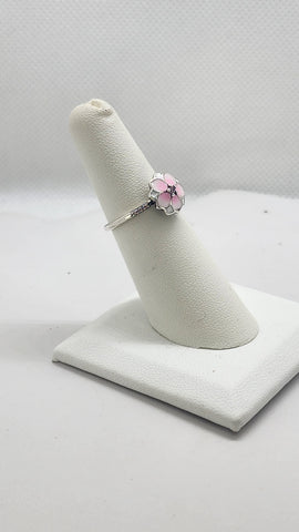 Brand New Sterling Silver 925 Magnolia Bloom Pink Ring