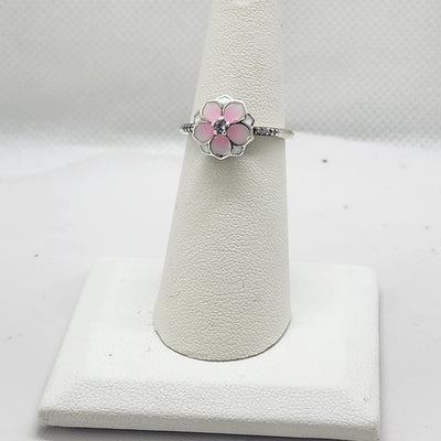 Brand New Sterling Silver 925 Magnolia Bloom Pink Ring