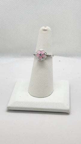 Brand New Sterling Silver 925 Magnolia Bloom Pink Ring