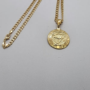 Brand New Brazilian 18k Gold Filled Round Egyptian Protection Eye Of Horus Necklace