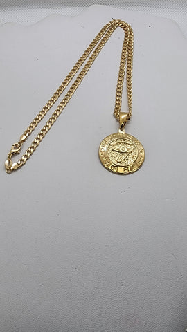 Brand New Brazilian 18k Gold Filled Round Egyptian Protection Eye Of Horus Necklace