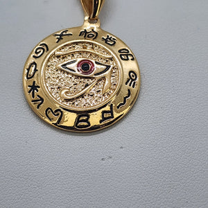 Brand New Brazilian 18k Gold Filled Round Egyptian Protection Eye Of Horus Necklace