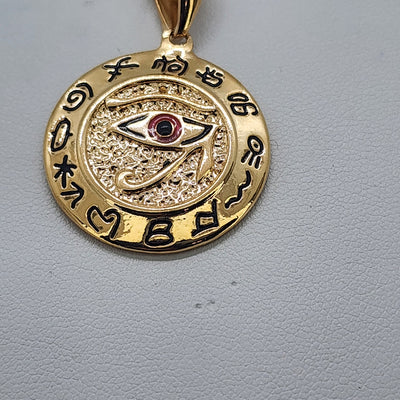 Brand New Brazilian 18k Gold Filled Round Egyptian Protection Eye Of Horus Necklace