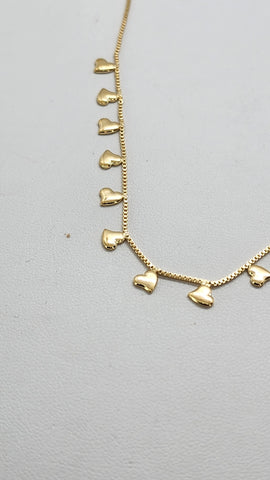 Brand New Brazilian 18k Gold Filled Multi Heart Necklace