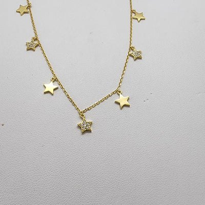 Brand New Sterling Silver 925 Multi Star Necklace