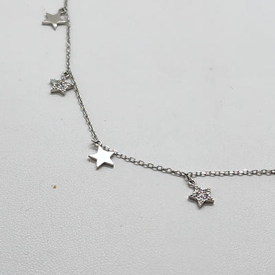 Brand New Sterling Silver 925 Multi Star Necklace