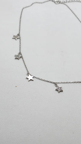 Brand New Sterling Silver 925 Multi Star Necklace