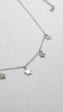 Brand New Sterling Silver 925 Multi Star Necklace