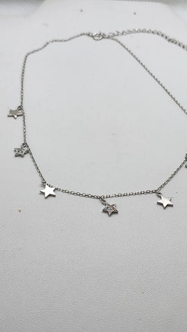 Brand New Sterling Silver 925 Multi Star Necklace