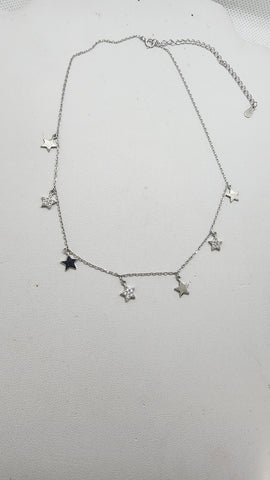 Brand New Sterling Silver 925 Multi Star Necklace