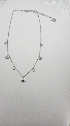 Brand New Sterling Silver 925 Multi Evil Eye Necklace