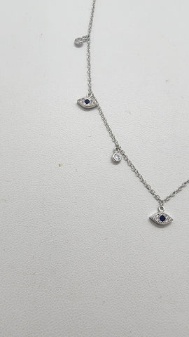 Brand New Sterling Silver 925 Multi Evil Eye Necklace