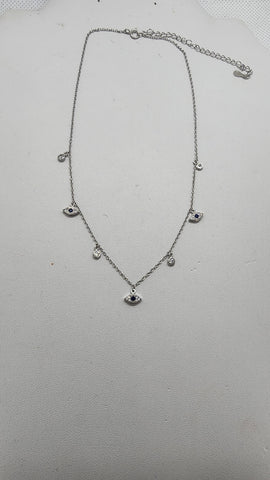 Brand New Sterling Silver 925 Multi Evil Eye Necklace