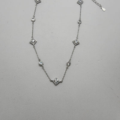 Brand New Sterling Silver 925 Multi Diamond design Necklace