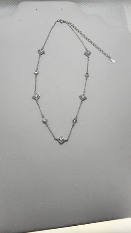 Brand New Sterling Silver 925 Multi Diamond design Necklace