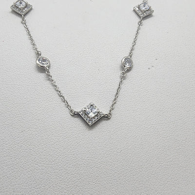 Brand New Sterling Silver 925 Multi Diamond design Necklace