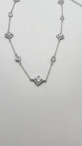 Brand New Sterling Silver 925 Multi Diamond design Necklace