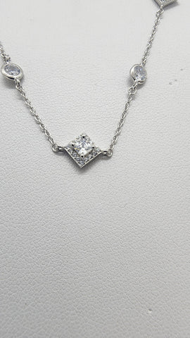 Brand New Sterling Silver 925 Multi Diamond design Necklace