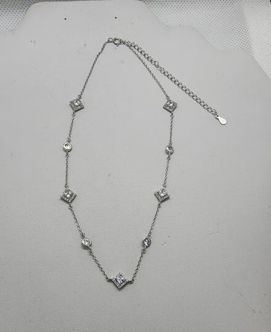 Brand New Sterling Silver 925 Multi Diamond design Necklace