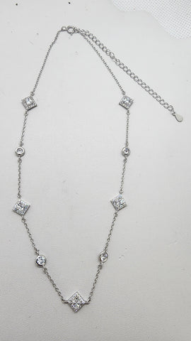 Brand New Sterling Silver 925 Multi Diamond design Necklace