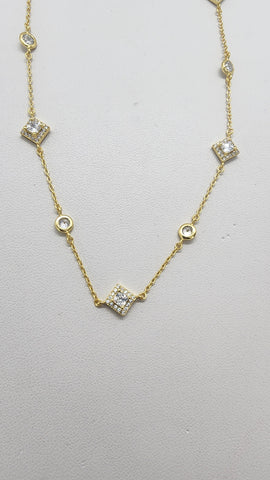 Brand New Sterling Silver 925 Multi Diamond design Necklace