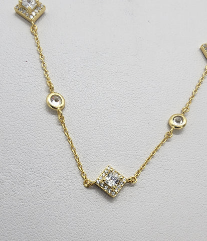 Brand New Sterling Silver 925 Multi Diamond design Necklace