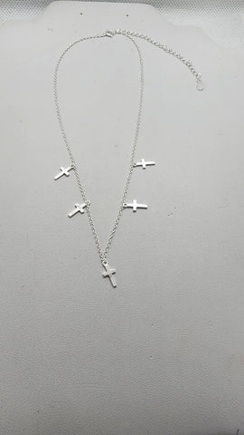 Brand New Sterling Silver 925 Multi Cross Necklace