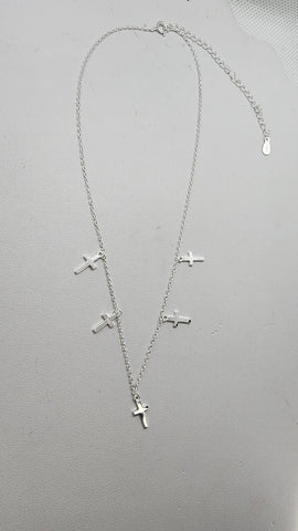 Brand New Sterling Silver 925 Multi Cross Necklace