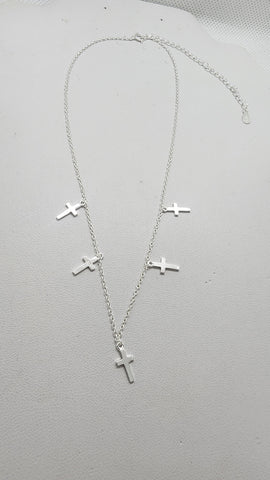 Brand New Sterling Silver 925 Multi Cross Necklace