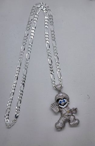 Brand New Sterling Silver 925 Super Mario Necklace