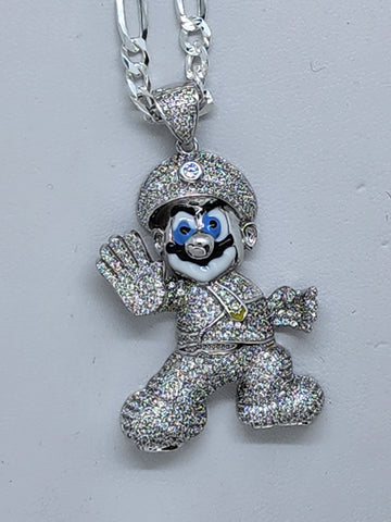 Brand New Sterling Silver 925 Super Mario Necklace