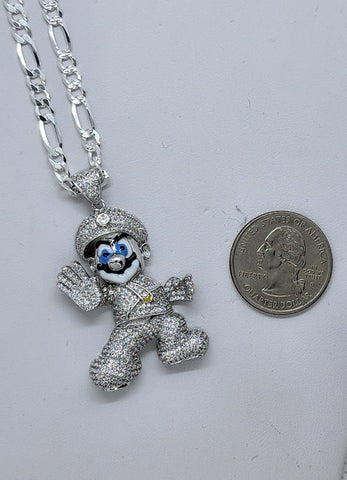 Brand New Sterling Silver 925 Super Mario Necklace