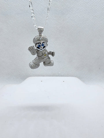 Brand New Sterling Silver 925 Super Mario Necklace