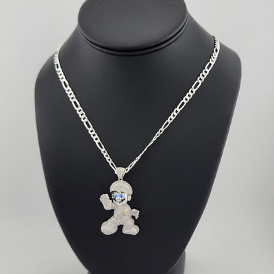 Brand New Sterling Silver 925 Super Mario Necklace