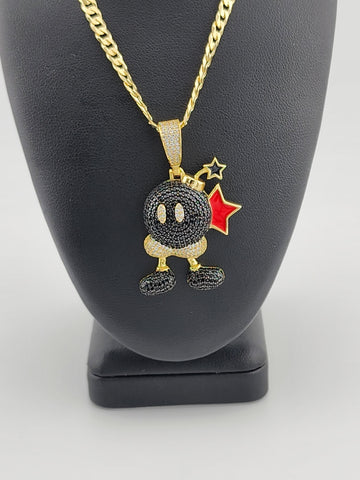 Brand New Sterling Silver 925 Mario Bomber Necklace