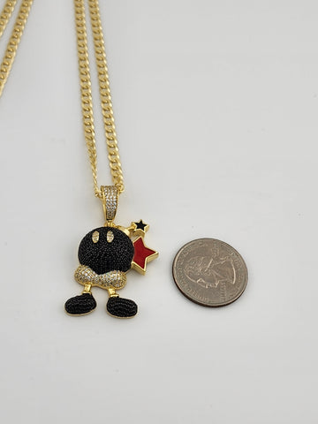 Brand New Sterling Silver 925 Mario Bomber Necklace