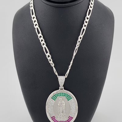 Brand New Sterling Silver 925 Virgen De Guadalupe Necklace