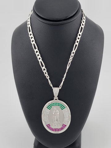 Brand New Sterling Silver 925 Virgen De Guadalupe Necklace