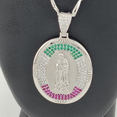 Brand New Sterling Silver 925 Virgen De Guadalupe Necklace