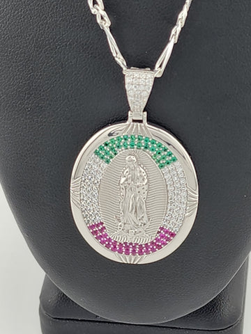 Brand New Sterling Silver 925 Virgen De Guadalupe Necklace