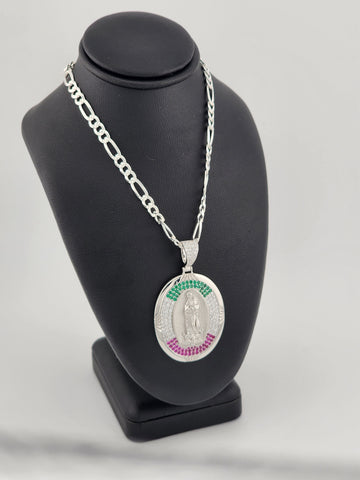 Brand New Sterling Silver 925 Virgen De Guadalupe Necklace