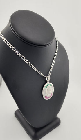 Brand New Sterling Silver 925 Virgen De Guadalupe Necklace